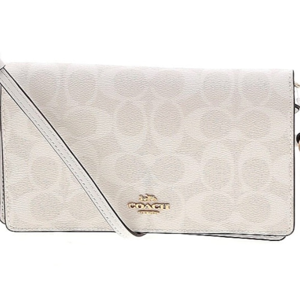 Coach Anna Foldover Clutch Crossbody Bag In Signature Canvas
